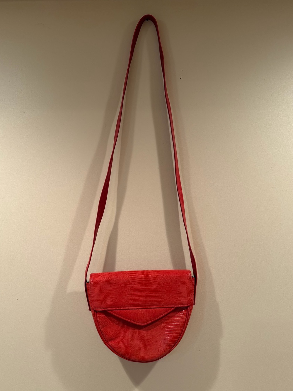 Red Women’s Crossbody Bag - Half-Moon Design Green Mountain made in USA